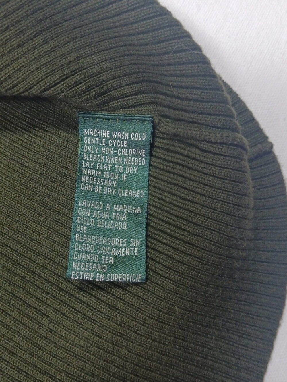 VTG Lauren Ralph Lauren Sweater Women's Turtleneck Ribbed Dark Olive Green XL - Picture 5 of 9